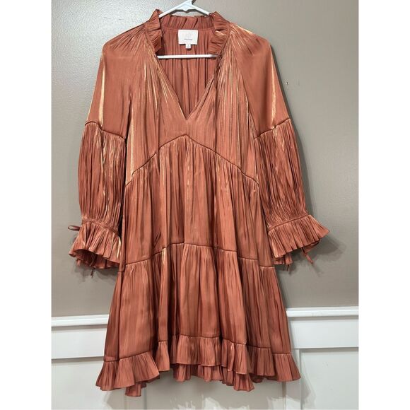 NWOT CINQ À SEPT Phyllis Peasant Bohemian Cottagecore Ruffle Women's Dress 2US - Picture 2 of 11